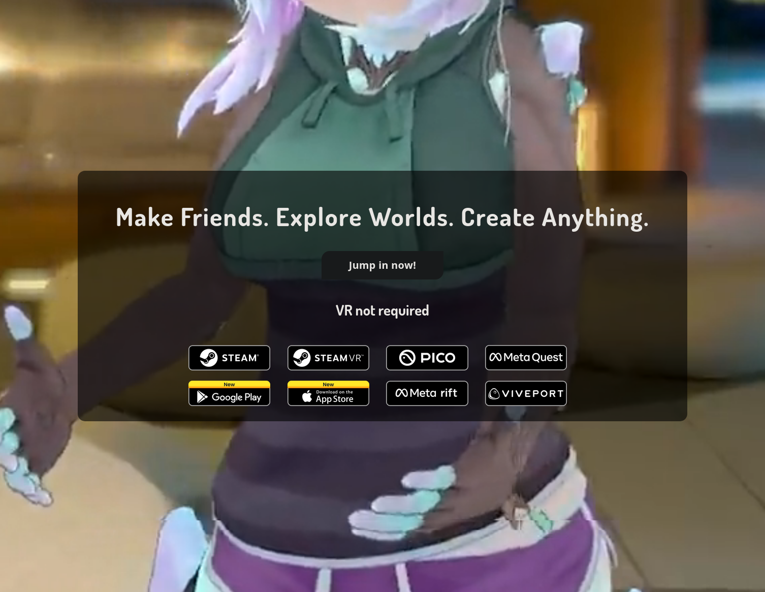 VRChat download page on Steam