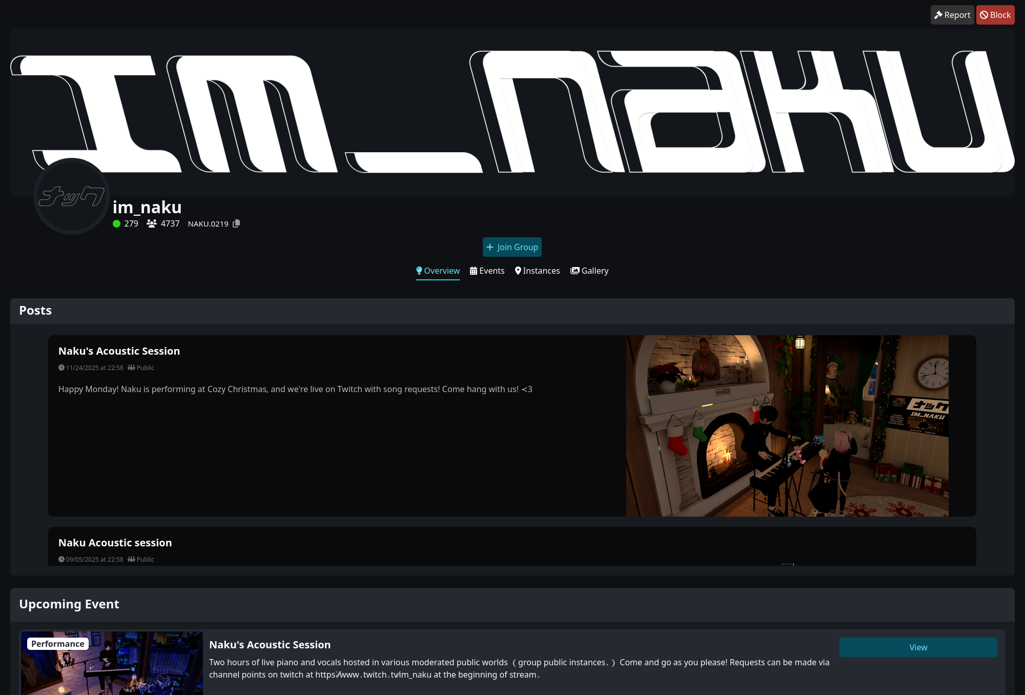 The im_naku VRChat group page
